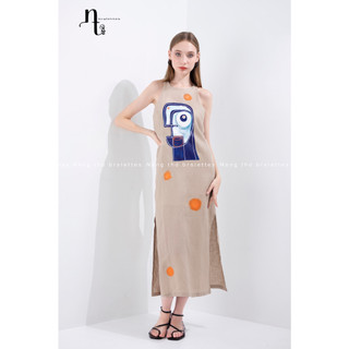 đầm linen tưng vẽ thủ công