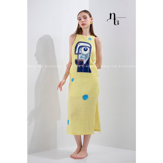 đầm linen tưng vẽ thủ công