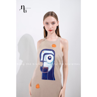 đầm linen tưng vẽ thủ công