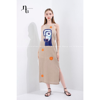đầm linen tưng vẽ thủ công