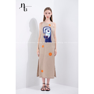 đầm linen tưng vẽ thủ công