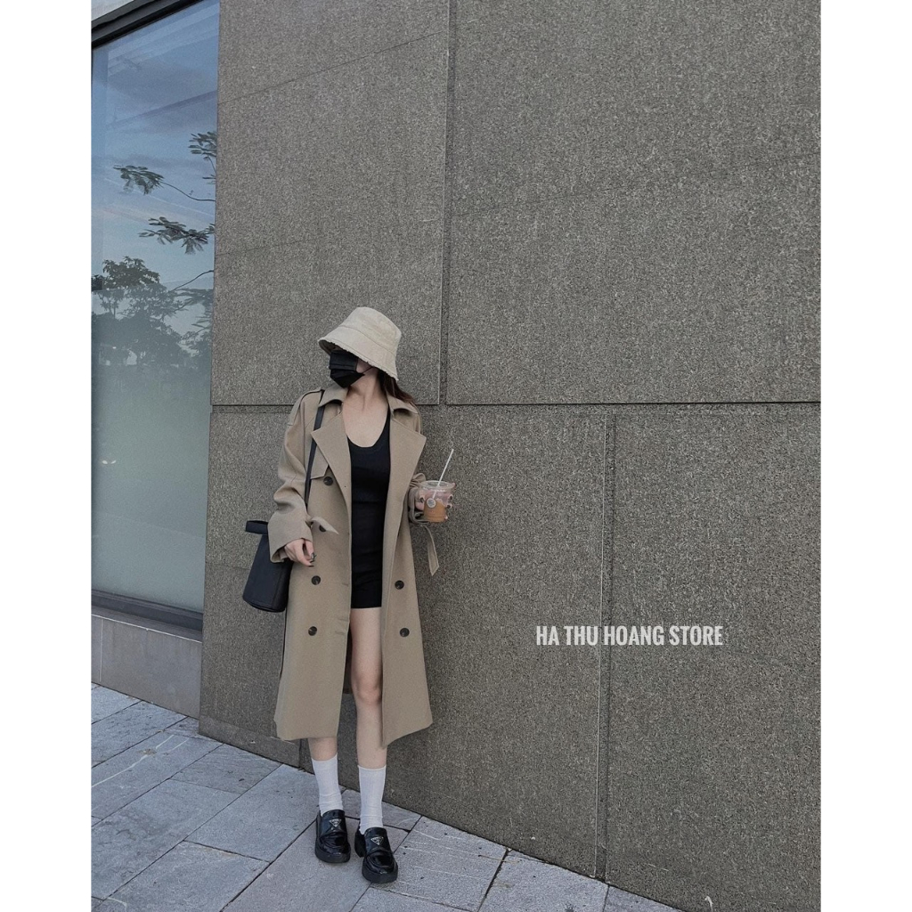 Áo khoác Măng Tô dáng dài xuông Phong Cách Hàn Quốc CT114 Hai màu Đen Nâu cá tính dễ phối đồ