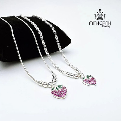 Dây Chuyền Bi Xoắn Mix Dâu Tây Cho Bé Gái - Minh Canh Jewelry