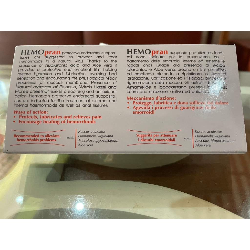 Viên đặt trĩ HEMOpran giảm đau, ngứa, rát, sưng tấy, bảo vệ và tái tạo vùng hậu môn trực tràng- Hộp 14 viên- Luca Store