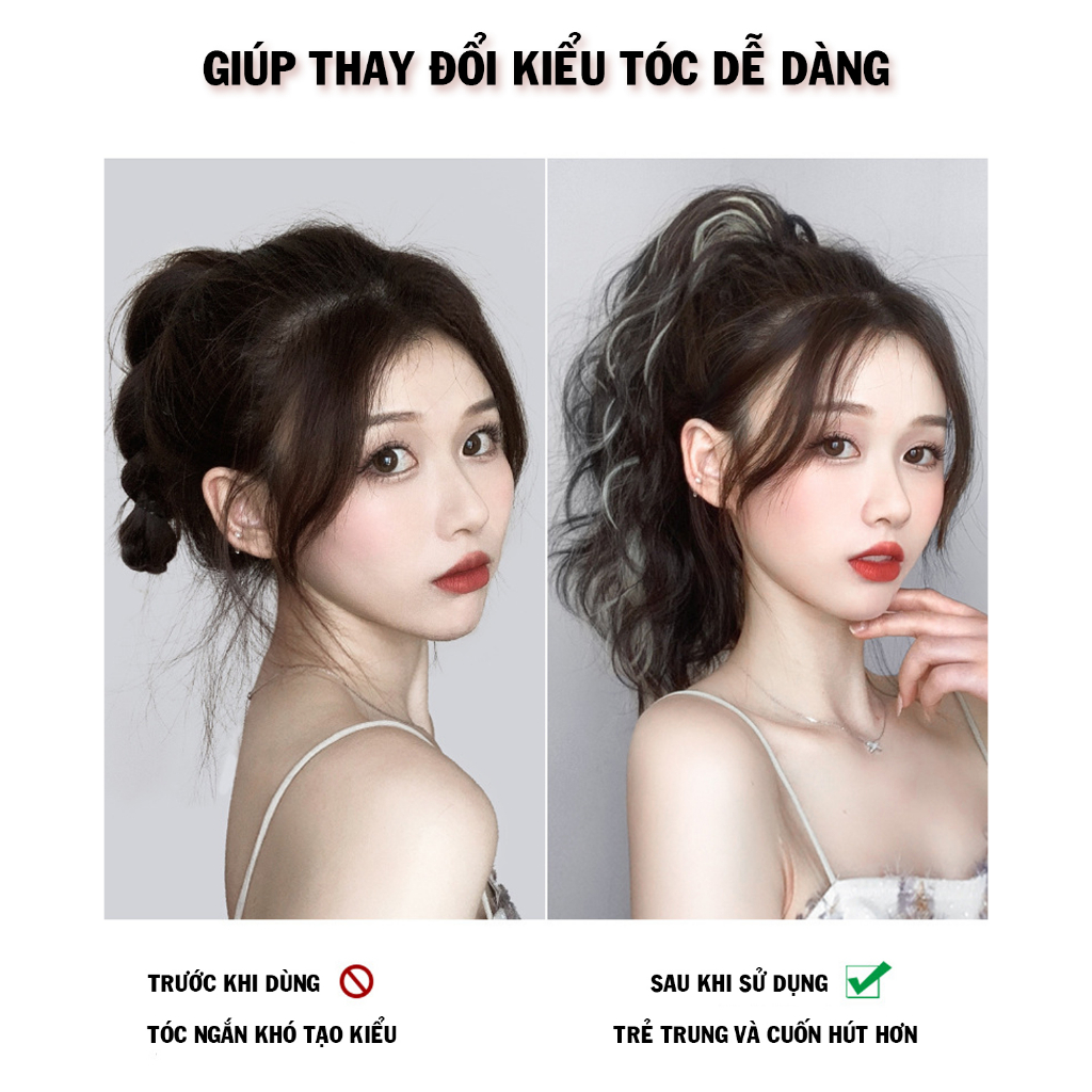 Tóc Đuôi Ngựa Xoăn Sóng Nước Gảy Light- Đuôi Ngựa Xoăn Gợn Sóng 35cm