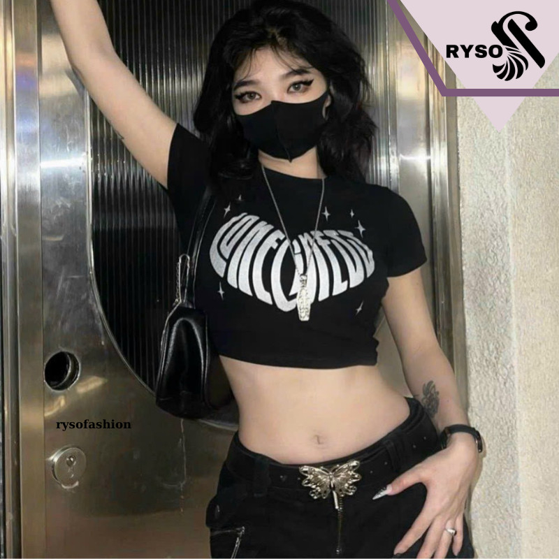 Áo croptop baby tee RYSO FASHION thun nữ ôm body tay ngắn sexy thun lạnh co dãn đẹp vintage