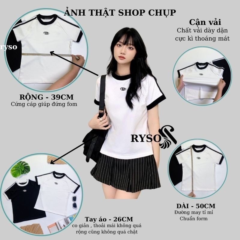 Áo Thun Baby Tee Form Fit Chữ B RYSO FASHION Chất Thun Co Dãn Dày dặn ôm body