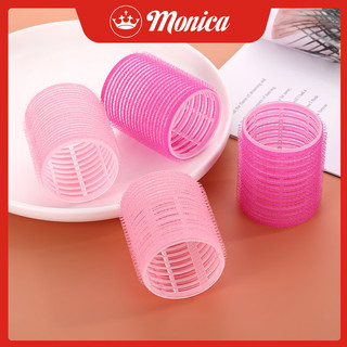 Set 2 lô cuốn, lô uốn tóc mái tự dính bằng nhựa cỡ lớn 4cm x 6cm - monica