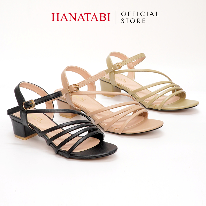 Sandal Nữ Hanatabi 3 Quai Chéo Gót Cao 3cm Hậu C Đế TA Cao Cấp Chống Trơn Trượt Mã HNSDG3F885