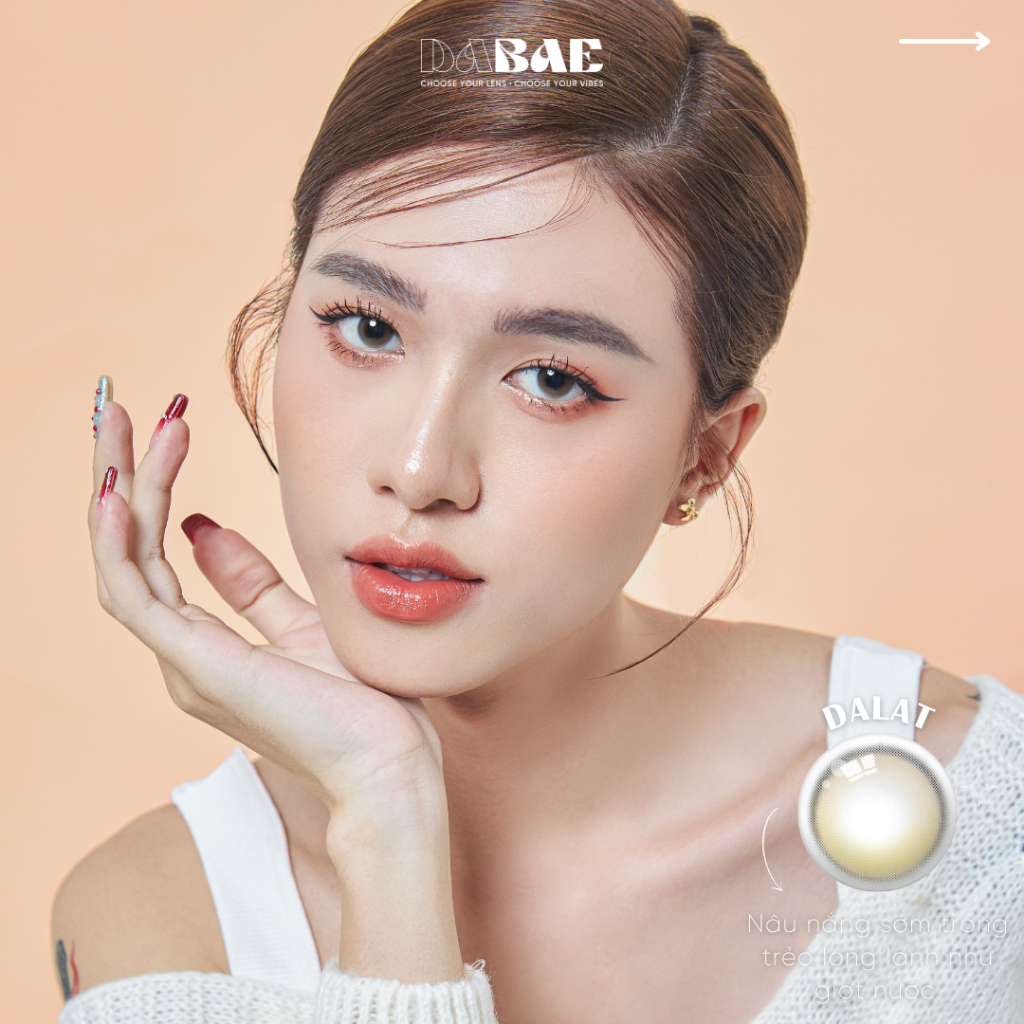 DALAT-HOIAN hãng DABAE lens nâu xám tự nhiên trong veo có độ cận lệch
