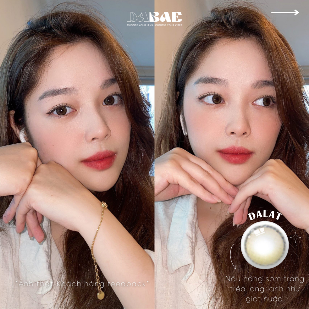 DALAT-HOIAN hãng DABAE lens nâu xám tự nhiên trong veo có độ cận lệch
