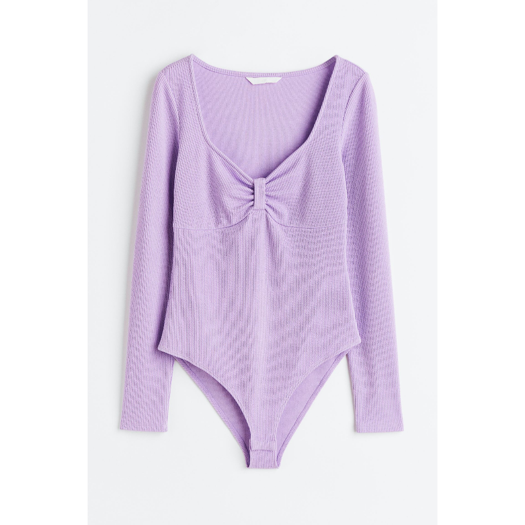 H&M Đức - Bodysuit thun gân dài tay cúc bấm co giãn xanh dương tím xanh lá sale auth new tag chính hãng sẵn 1137323001