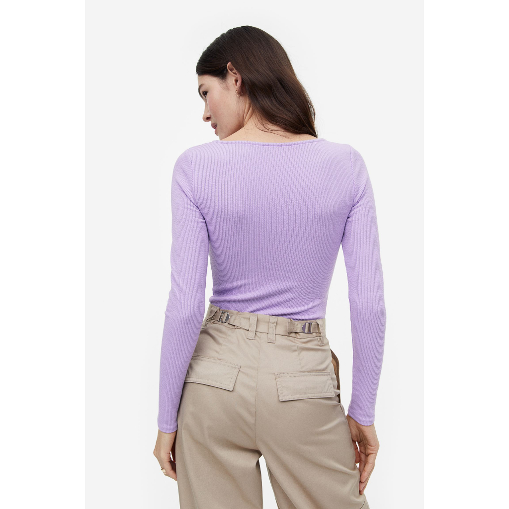 H&M Đức - Bodysuit thun gân dài tay cúc bấm co giãn xanh dương tím xanh lá sale auth new tag chính hãng sẵn 1137323001