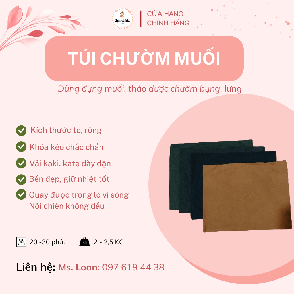 SIZE TO (35x20CM) Túi đai chườm muối giúp giảm eo sau sinh, giảm đau nhức mỏi cổ vai gáy