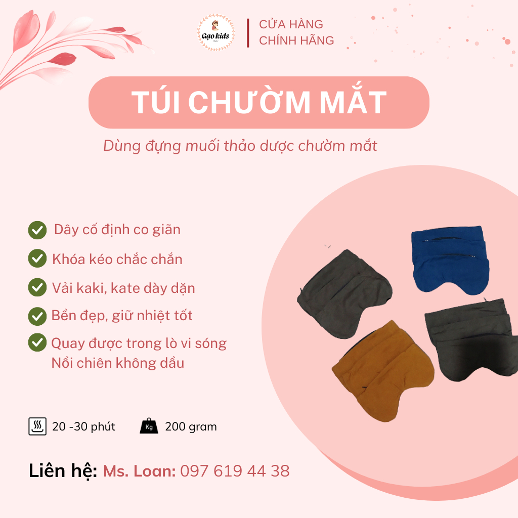 Túi CHƯỜM MẮT đựng thảo dược giảm thâm quầng, giảm nhức mỏi mắt có dây đeo( dáng tròn)