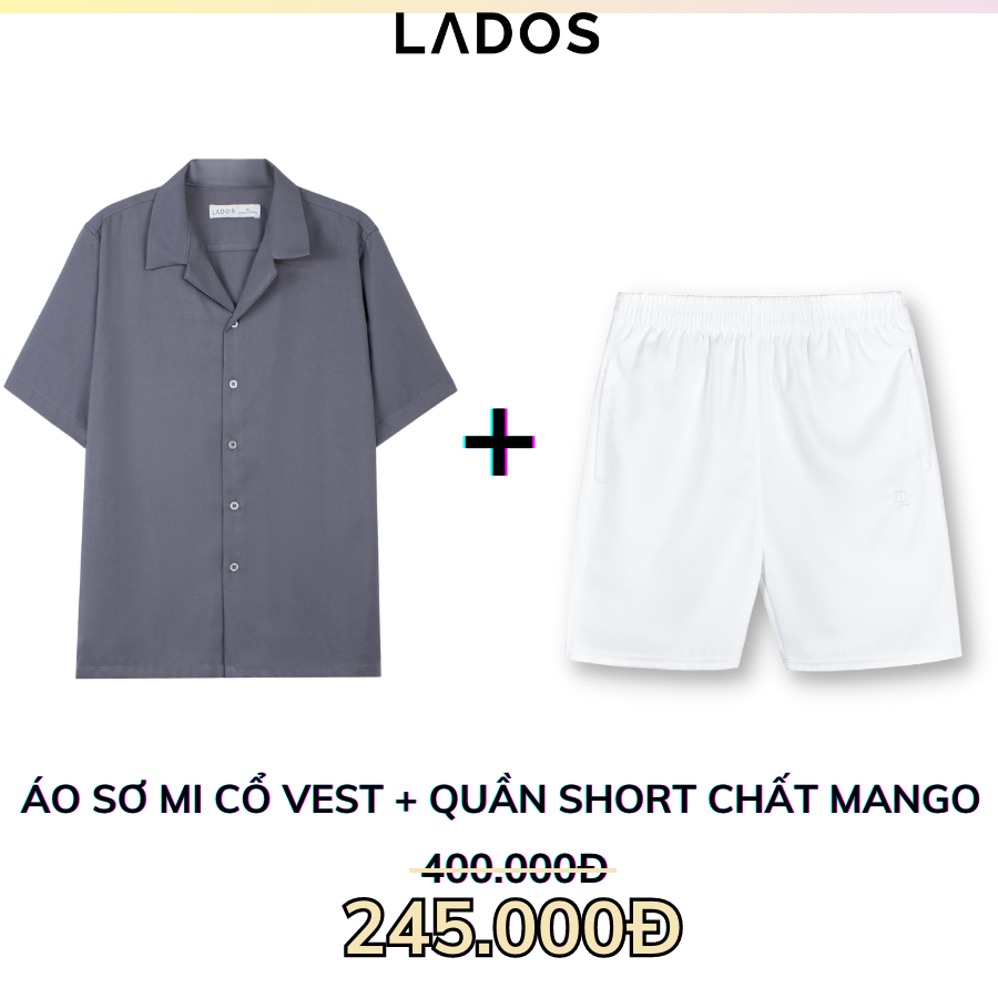 Combo sơ mi cổ vest 8109 kèm quần short đùi 4099 có túi chất mango trẻ trung LADOS-7118 mát mẻ chống nhăn