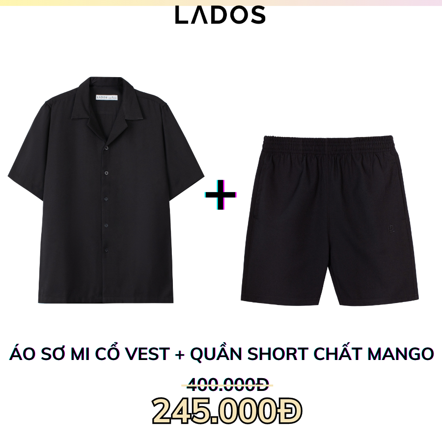 Combo sơ mi cổ vest 8109 kèm quần short đùi 4099 có túi chất mango trẻ trung LADOS-7118 mát mẻ chống nhăn