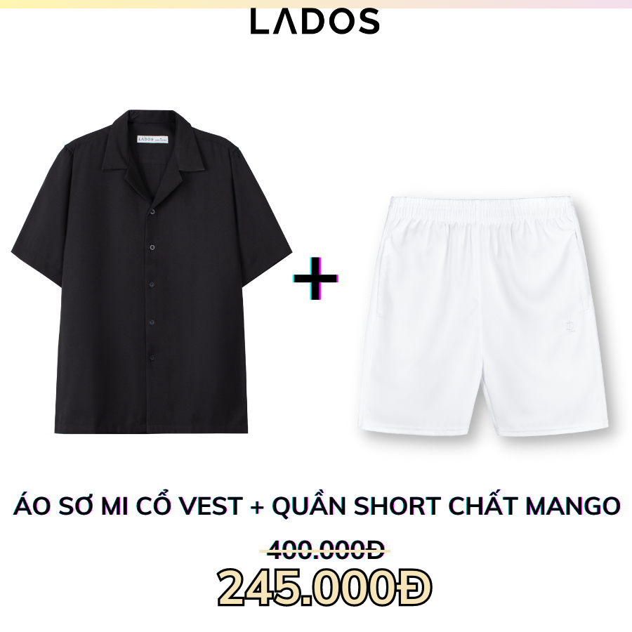 Combo sơ mi cổ vest 8109 kèm quần short đùi 4099 có túi chất mango trẻ trung LADOS-7118 mát mẻ chống nhăn