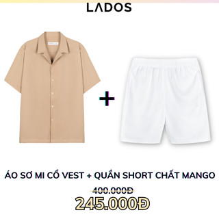 Combo sơ mi cổ vest 8109 kèm quần short đùi 4099 có túi chất mango trẻ trung LADOS-7118 mát mẻ chống nhăn