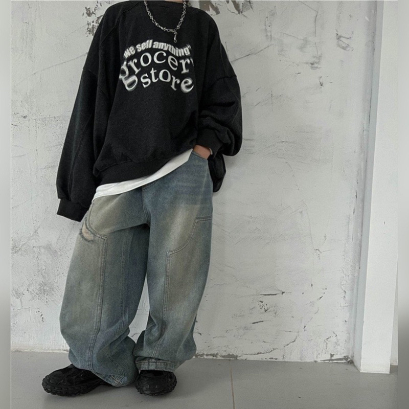 Quần jean bé trai suông rách Q239 size 100-160, quần dài trẻ em thu đông cao cấp