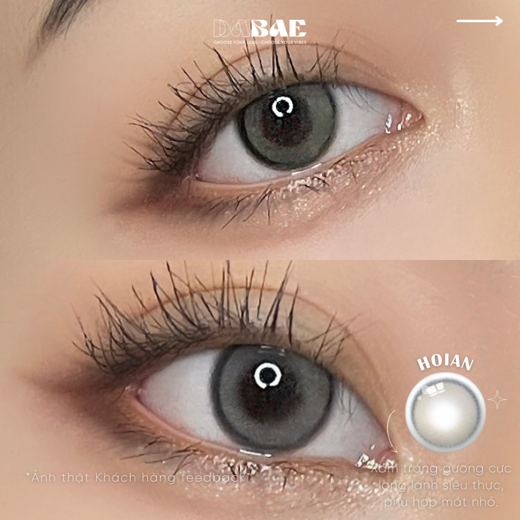 DALAT-HOIAN hãng DABAE lens nâu xám tự nhiên trong veo có độ cận lệch