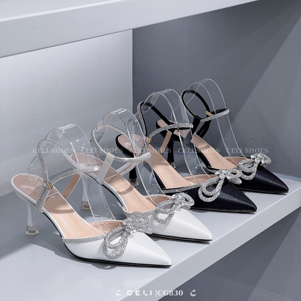 Giày cao gót nữ Celi Shoes 5p gót nhọn lụa CG830