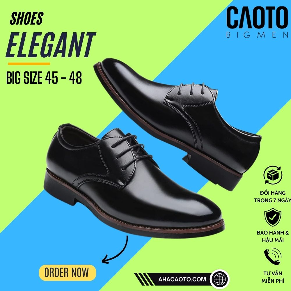 Giày Tây Nam Có Dây Elegant Màu Đen Big Size - Giày Tây Big Size Nam 45 46 47 48