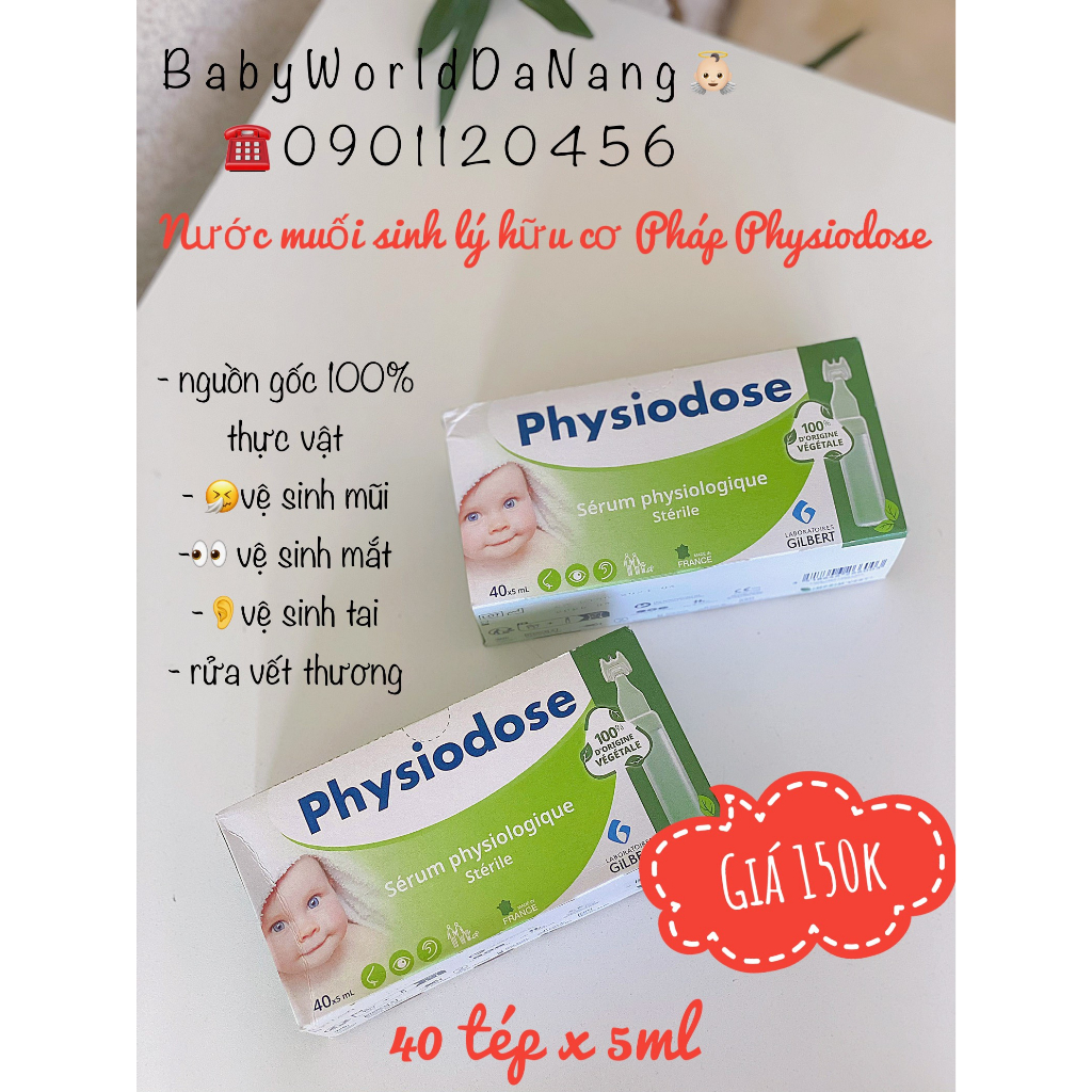 Nước muối sinh lý hữu cơ Physiodse xanh 40 ống x 5ml