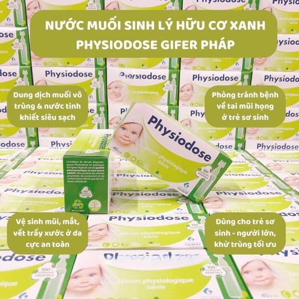Nước muối sinh lý hữu cơ Physiodse xanh 40 ống x 5ml