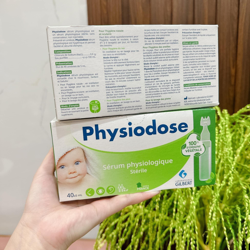 Nước muối sinh lý hữu cơ Physiodse xanh 40 ống x 5ml