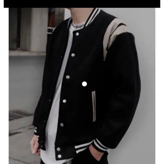 Áo Khoác Bomber Teddy Nam Phối Viền Da Chất Liệu Dạ Cao Cấp-Áo khoác Bomber Nam Nữ Cực Hot 2023