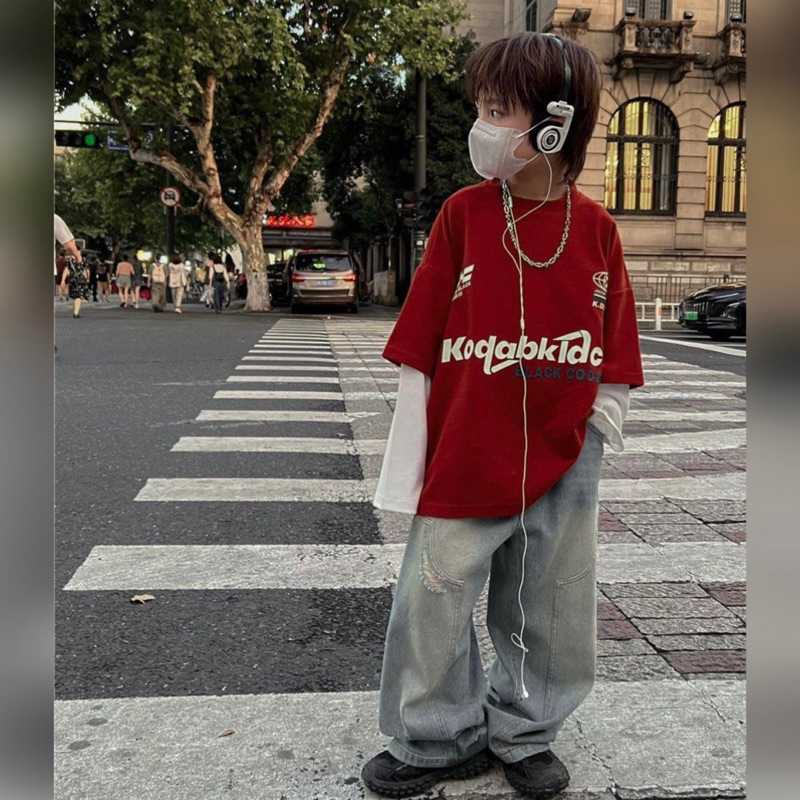 Quần jean bé trai suông rách Q239 size 100-160, quần dài trẻ em thu đông cao cấp