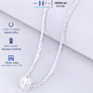 Dây Chuyền Bạc Duy Hiển S990 Nguyên Chất Cho Bé Gái Mặt Quả Cầu 8 Ly Tròn Phay Đính Đá Nhỏ Xinh