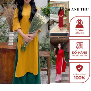 Áo Dài Xuông Trơn đủ màu vải lụa Tây thi kèm quần tây thi mã 02 Anh thư