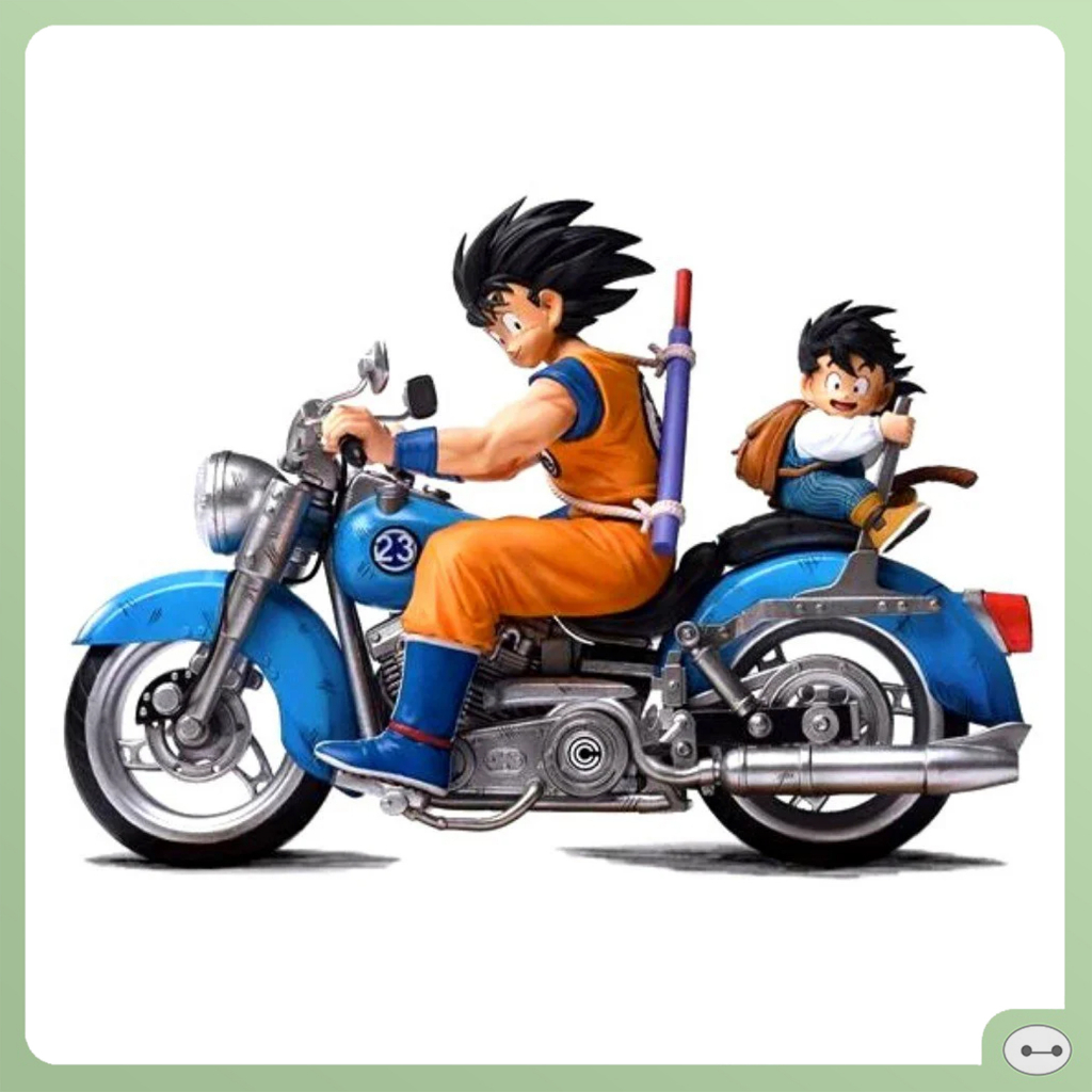MÔ HÌNH GOKU KID LÁI XE MÁY 14CM, GOKU VÀ GOHAN LÁI XE 16CM