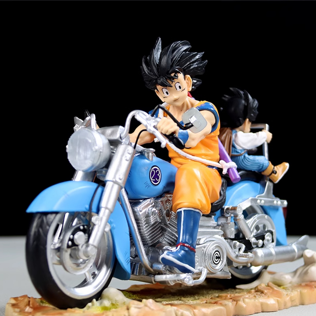 MÔ HÌNH GOKU KID LÁI XE MÁY 14CM, GOKU VÀ GOHAN LÁI XE 16CM