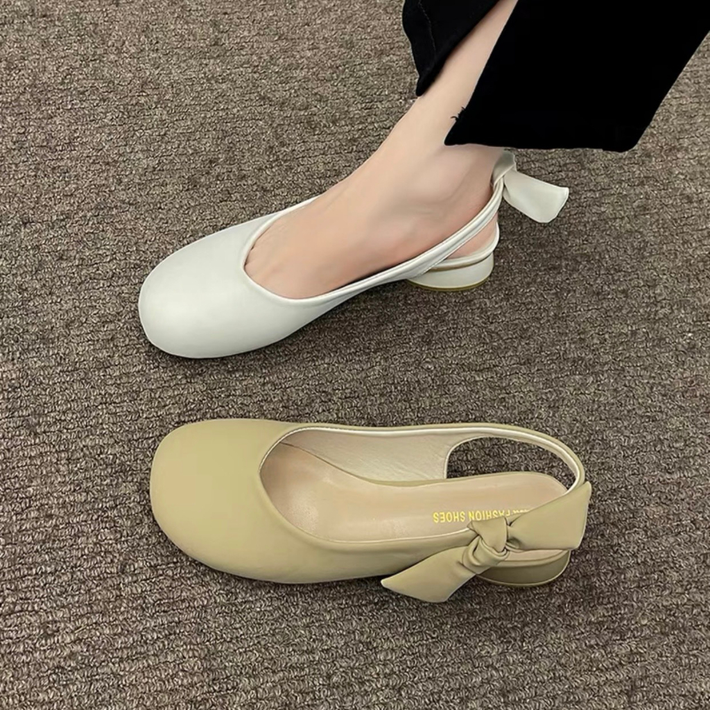 Min's Shoes - S565 Giày Tiểu Thư Mũi Tròn dáng slingback 3P