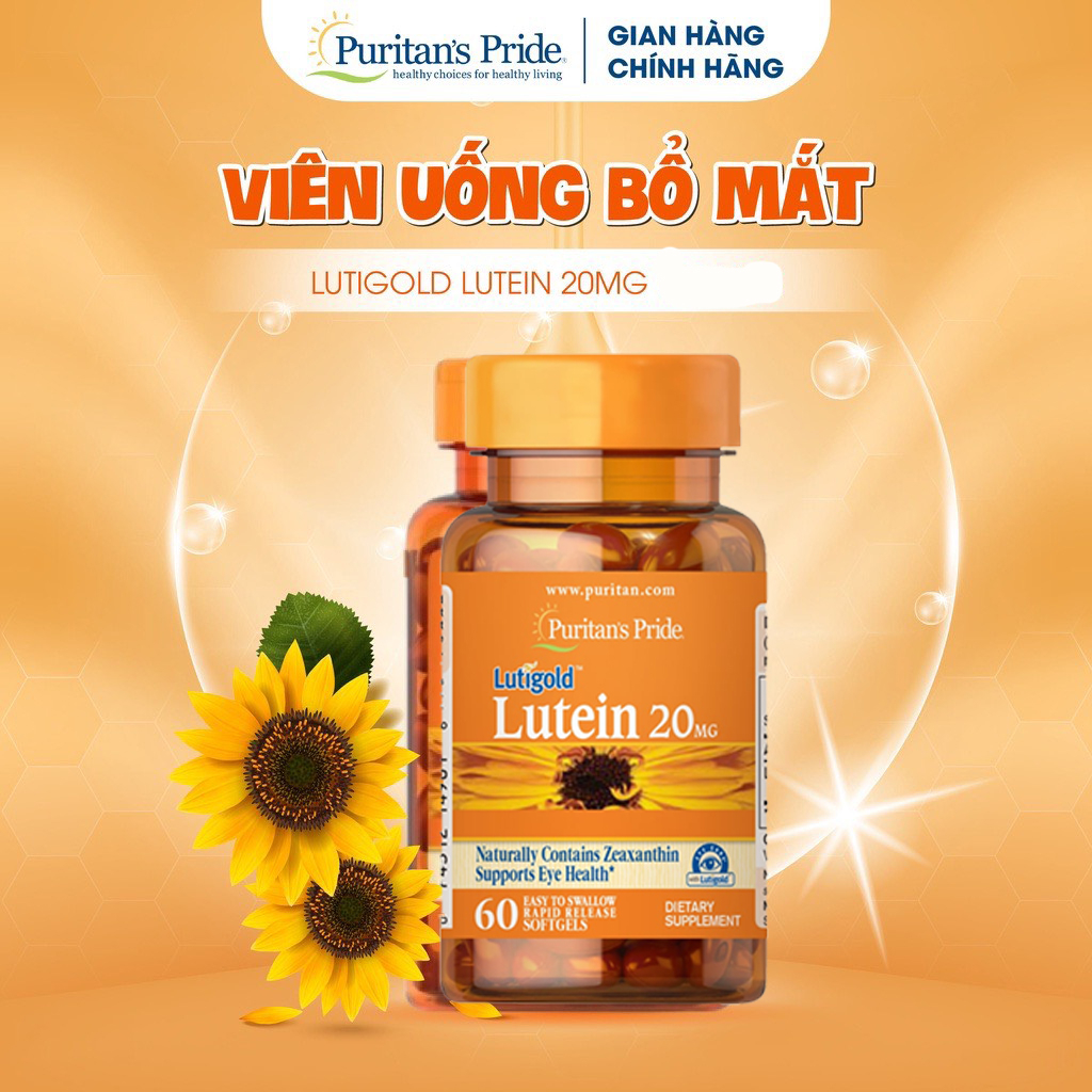 Viên uống bổ mắt, tăng cường thị lực Puritan's Pride Lutigold Lutein 20mg  6mg 100 viên.