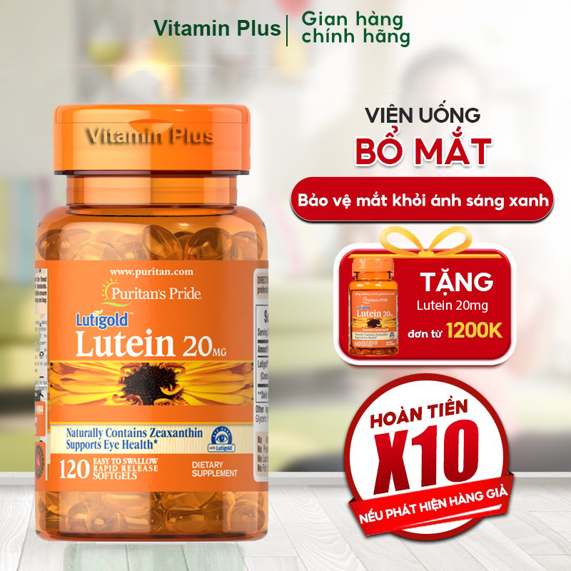 Viên uống bổ sung lutein giúp sáng mắt, cải thiện thị lực  Lutigold Lutein 20mg 120 viên