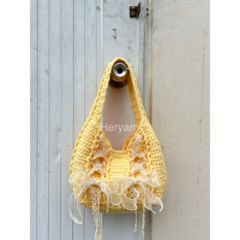 CINTA BAG - Túi tote thắt nơ len móc xinh xắn, thích hợp mang đi chơi - HERYARN