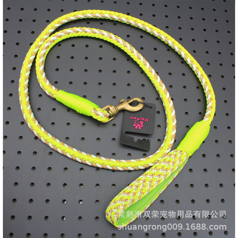 Dây dắt bện thừng xanh neon móc đồng dắt chó to