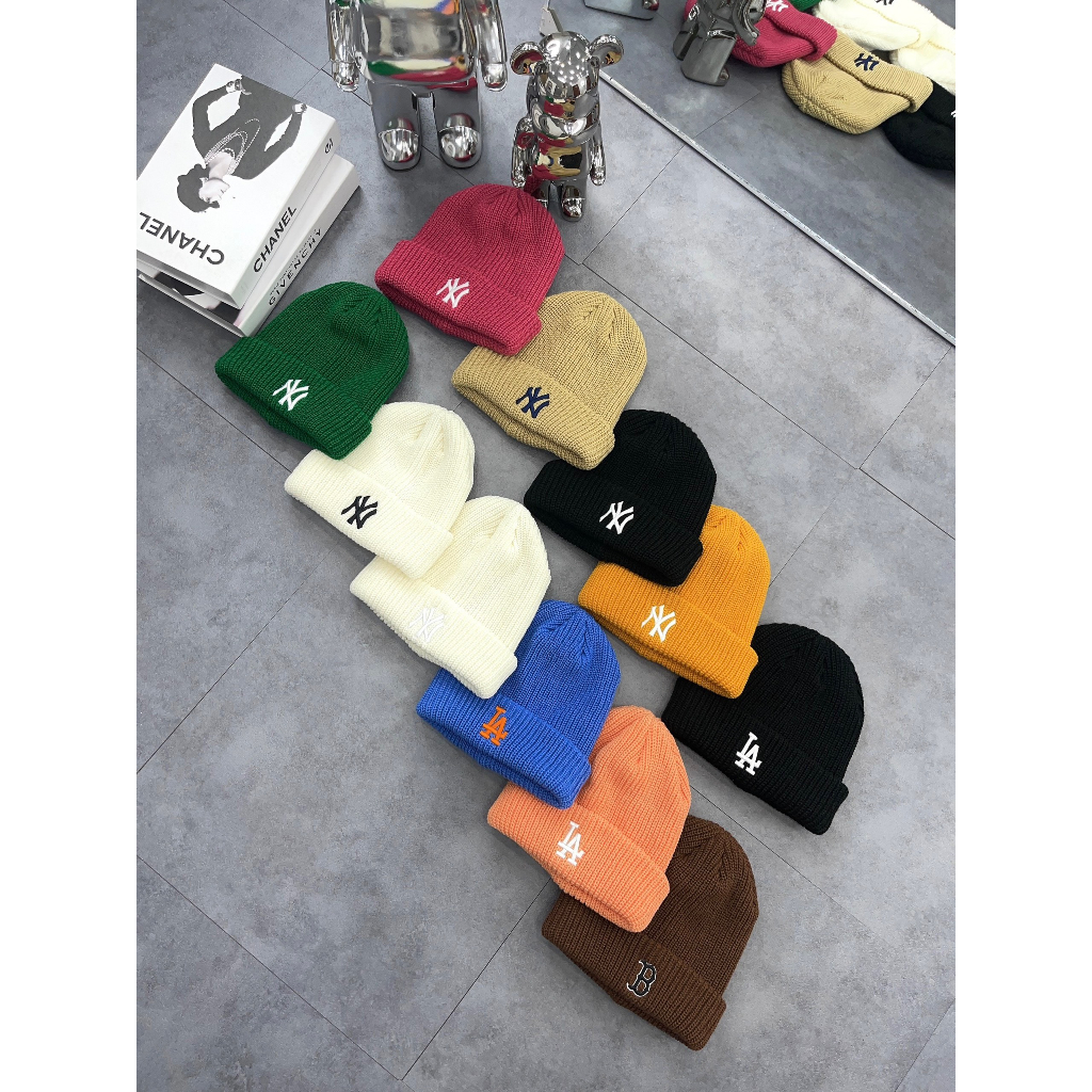 Mũ Len NY Beanie Thêu Logo Nổi Màu Đen/Trắng/Xanh/Vàng/Hồng/Tím