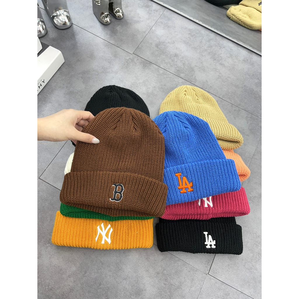 Mũ Len NY Beanie Thêu Logo Nổi Màu Đen/Trắng/Xanh/Vàng/Hồng/Tím