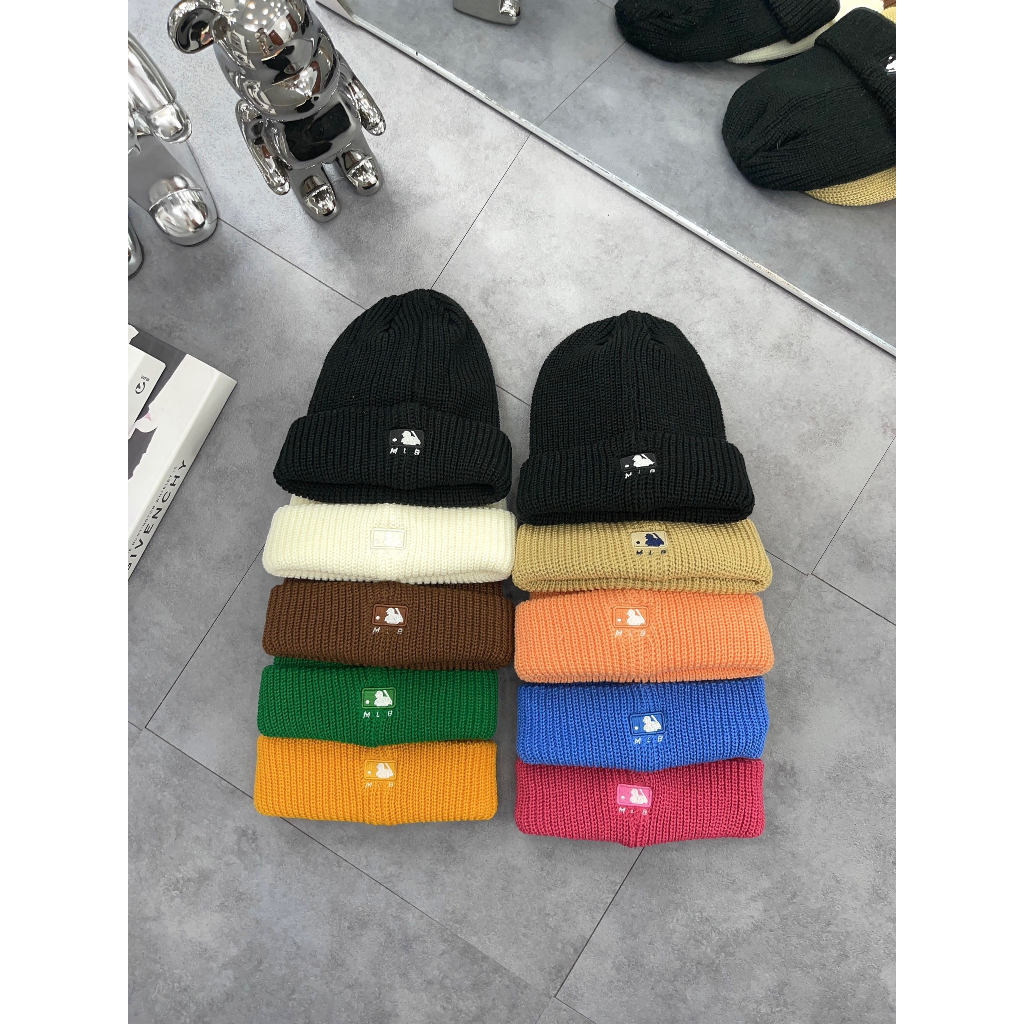 Mũ Len NY Beanie Thêu Logo Nổi Màu Đen/Trắng/Xanh/Vàng/Hồng/Tím