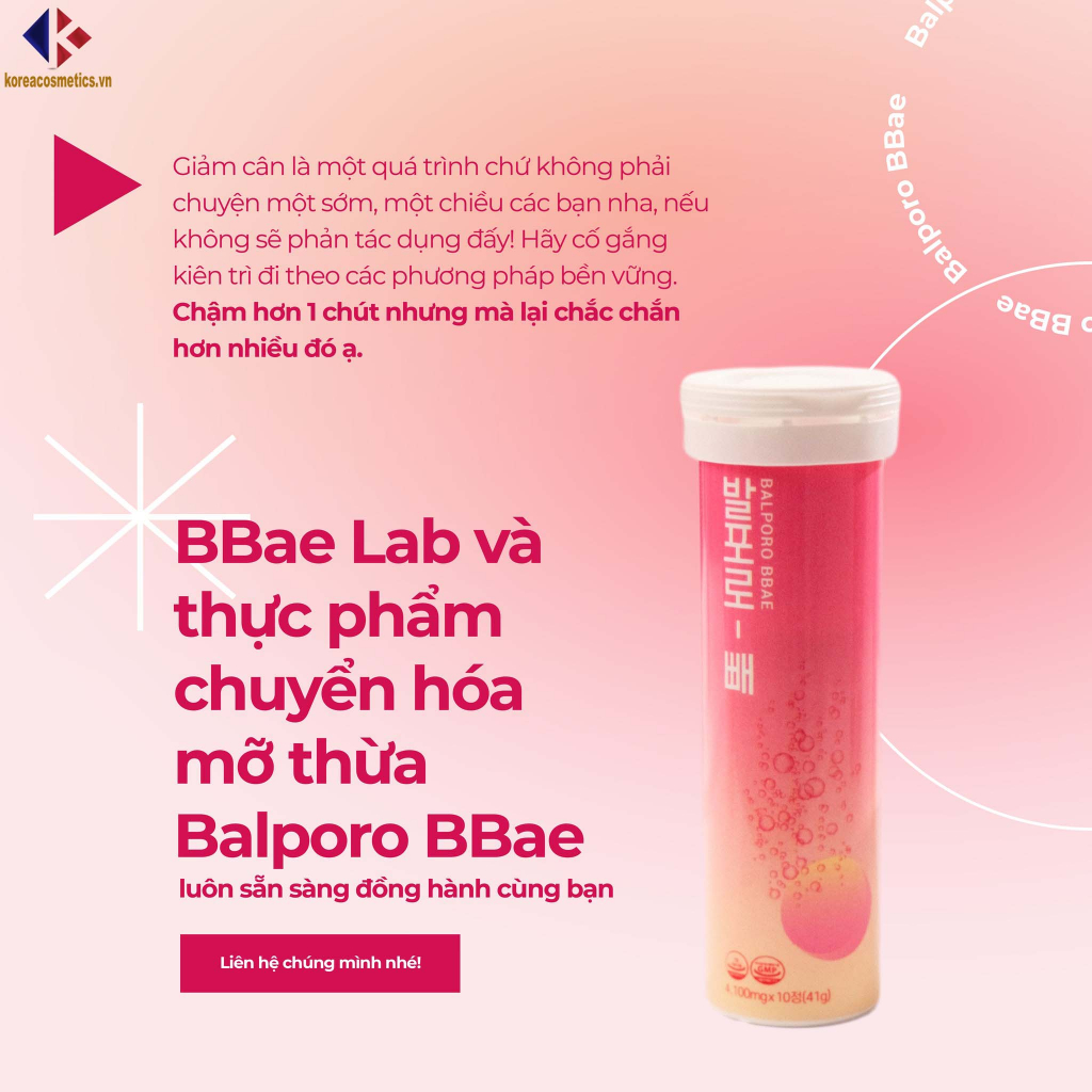 Viên sủi giảm cân chuyển hóa mỡ thừa Balporo BBae chính hãng Hàn Quốc BBae Lab