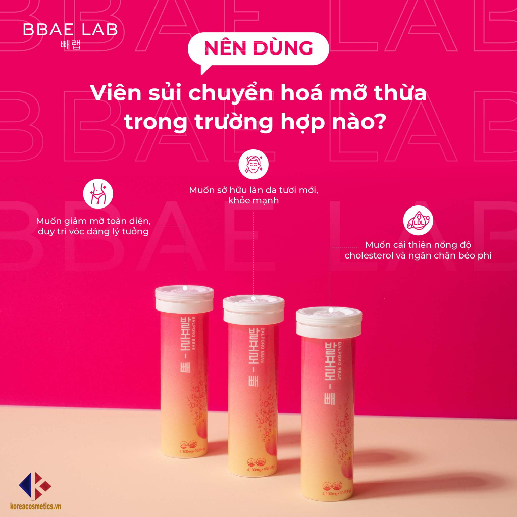 Viên sủi giảm cân chuyển hóa mỡ thừa Balporo BBae chính hãng Hàn Quốc BBae Lab