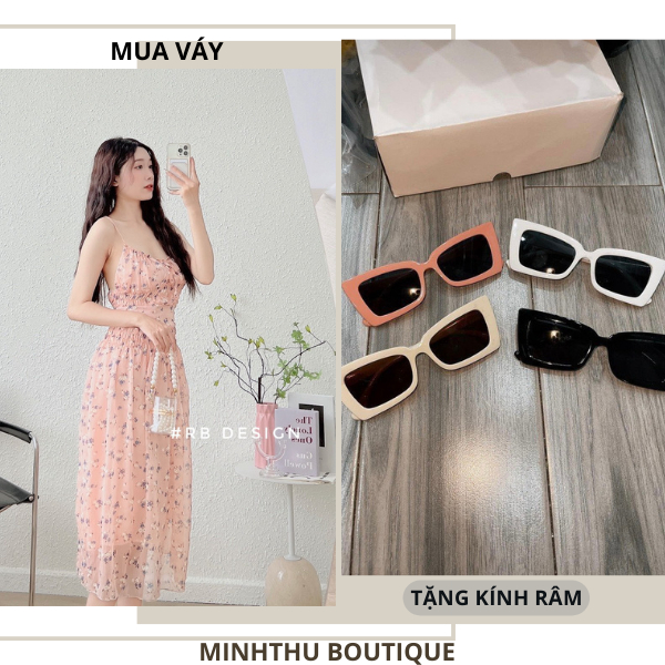 Đầm 2 Dây Hoa Nhí Chất Voan Lót 2 Lớp Đi Biển Dáng Dài