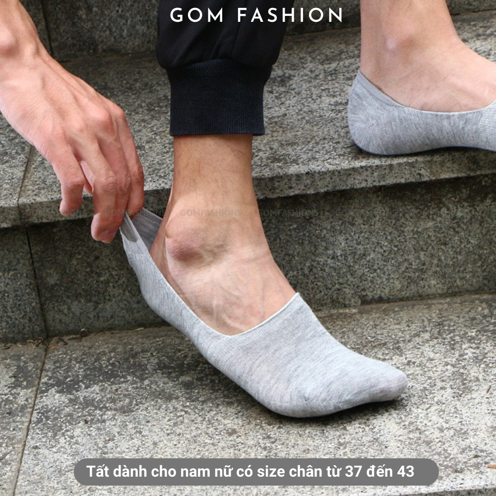 Tất lười nam có đệm cao su chống trượt gót chân GOMTAT, vải cotton mềm mại thoáng mát  -TAT-LUOI-02-1DOI