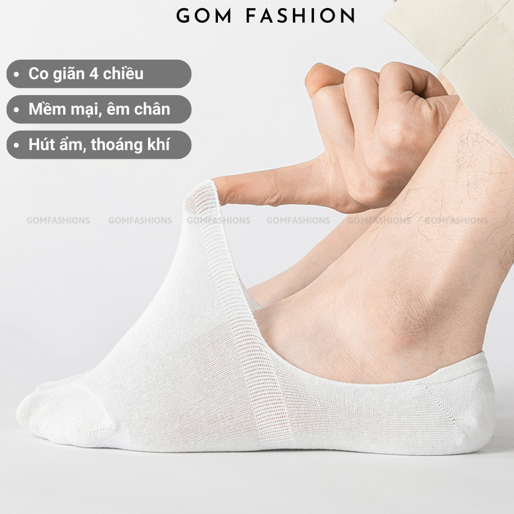 Tất lười nam có đệm cao su chống trượt gót chân GOMTAT, vải cotton mềm mại thoáng mát  -TAT-LUOI-02-1DOI