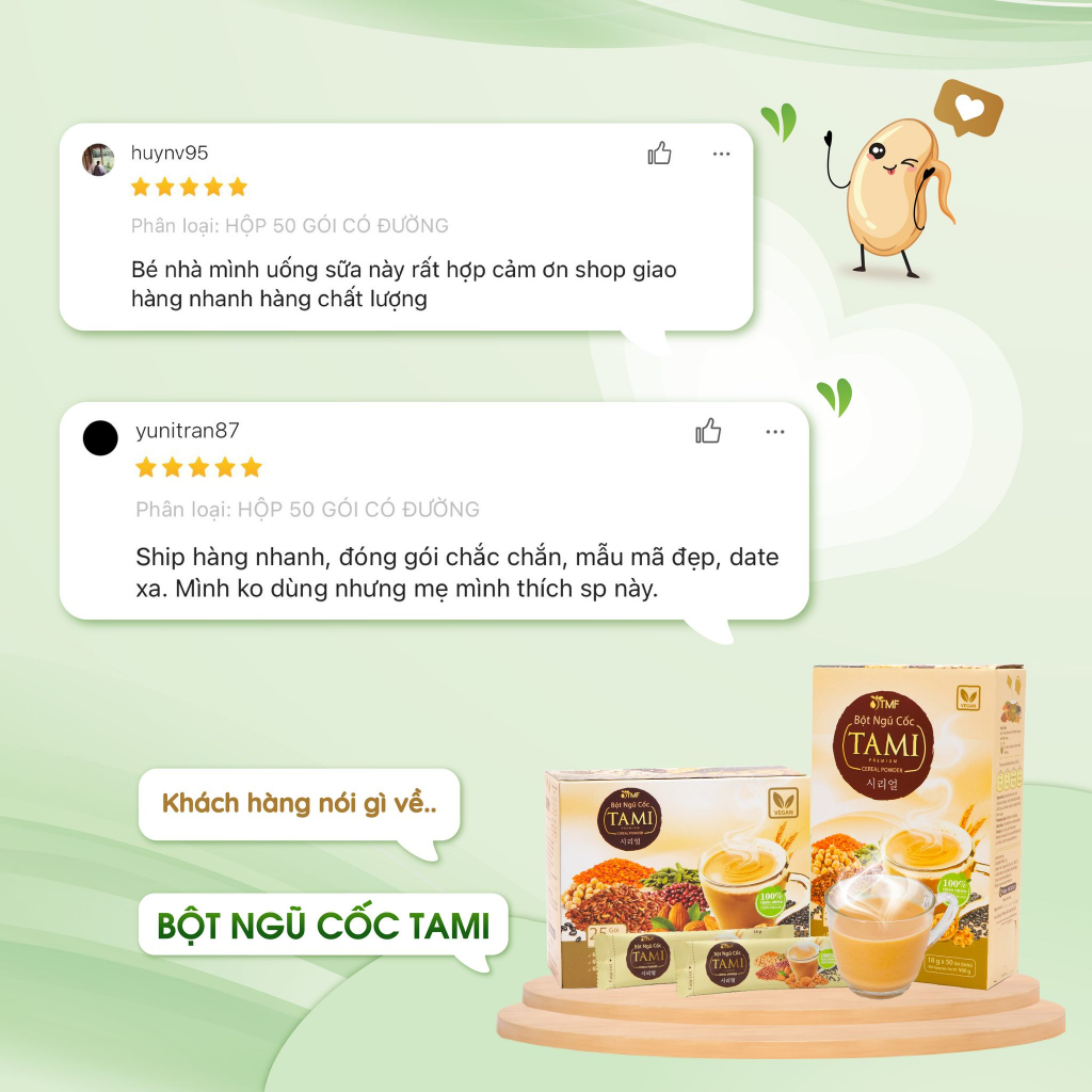 Bột ngũ cốc nảy mầm Tami 25 gói TÂM MINH FOODS có đường dinh dưỡng giảm cân